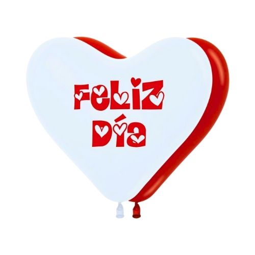 Globos Forma De Corazon Feliz Día Blanco/Rojo X50u. Sempertex  Precio Mayorista