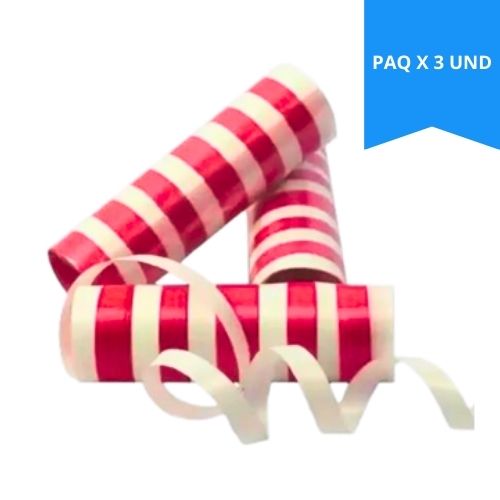 Serpentinas Satinadas Paquete X3u. Blanco/Rojo