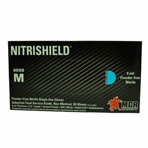 Guante Nitrilo Azul Sin Polvo Nitrishield 8mm Talla M Caja X50u. Ref: 6008M Precio Mayorista