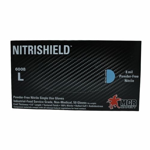 Guante Nitrilo Azul Sin Polvo Nitrishield 8mm Talla L Caja X50u. Precio Mayorista