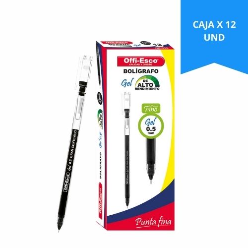 Boligrafo OE-036 Gel Trazo Extra Fino 0.5m Negro caja x12u.