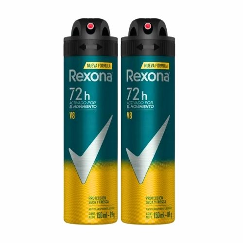 Desodorante Rexona V8 Aerosol Hombre X2u. 90 Gr