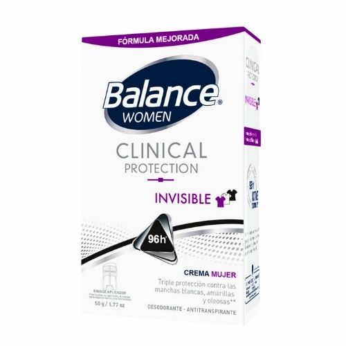 Desodorante Balance Crema Clinical Protection Invisible Mujer 50 Gr