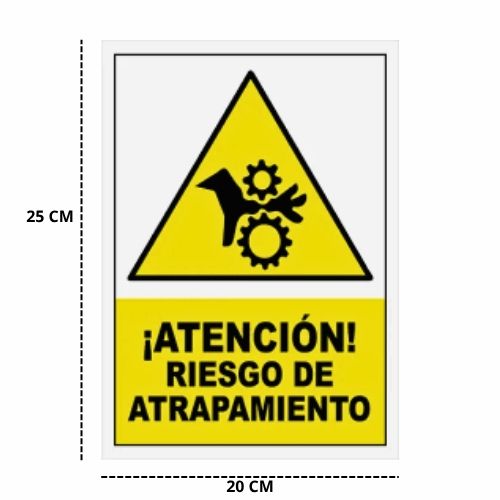 Señalización 20x25 Cms Riesgo De Atrapamiento