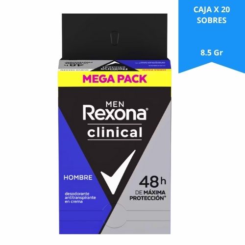 Desodorante Rexona Clinical Men Crema 8.5 Gr Caja X 20 Sobres