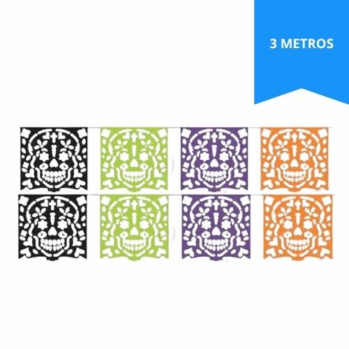 Banderines 3 Metros De Papel Diseño Calaveras