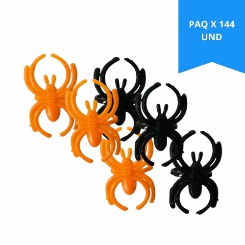 Arañas Plasticas Negro/Naranja Paquete X144 Unidades
