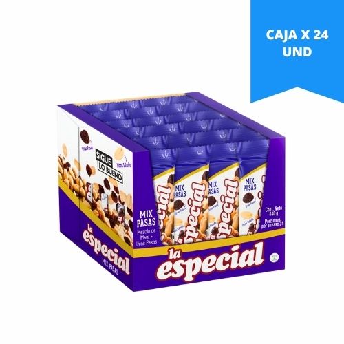 Mani La Especial Mezcla Con Uvas Pasas Caja X 24 Und