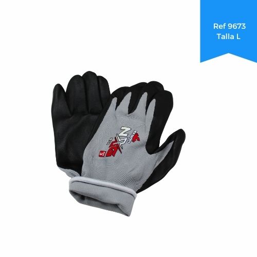 Guante Nylon Soportado En Nitrilo Negro Espumado Ref 9673 Talla L Precio Mayorista