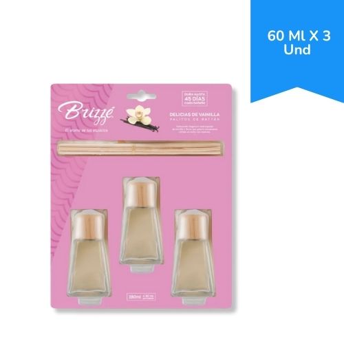 Ambientador Varitas Vainilla 60 Ml X 3 Und