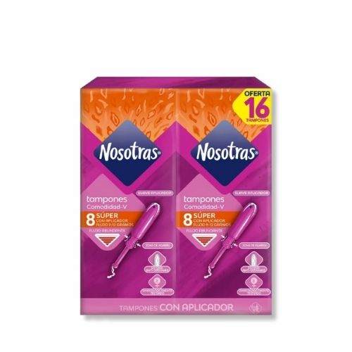 Tampon Nosotras Aplicador Super 8 Unds X 2 Paq