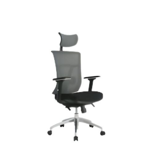 Silla Osaka Brazos 3D Con Cabecero Espaldar Malla Gris 4 Posiciones (114-1615)