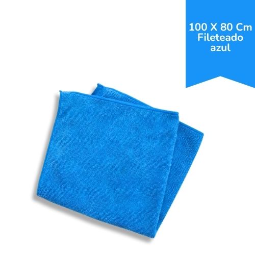 Paño Microfibra de 100 X 80 Cm Fileteado Azul
