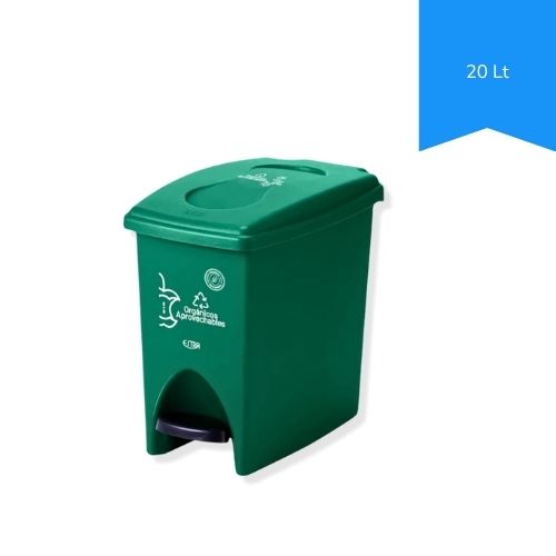 Papelera Pedal Cuadrada 20 Litros Verde Estra