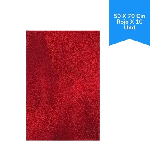 Papel de Regalo Hologramico 50 X 70 Cm Rojo Paq. x 10 hojas