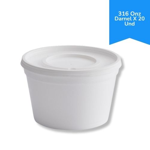 Envase Icopor 316 Onz Tapa Plastica Darnel x 20 Und