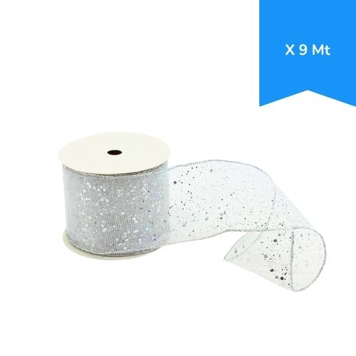 Cinta Navideña Plateada X 9 Mt