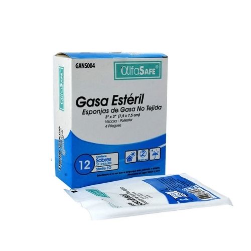 Gasa Esteril No Tejida Precortada 3 X 3 Caja x 12 Sobres x 2 c/u  Precio Mayorista