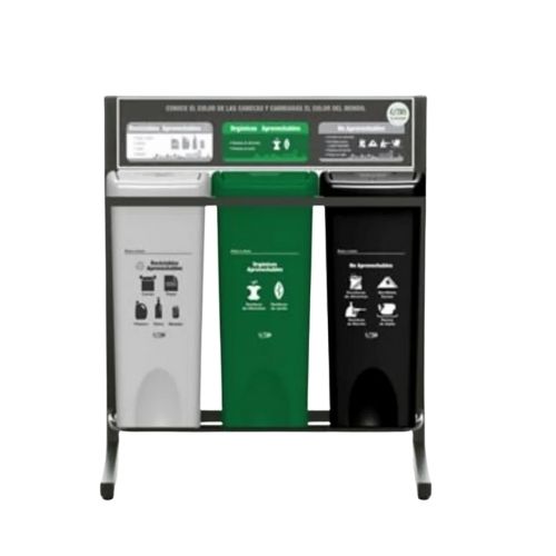 Punto Ecologico 53 Lt Blanco-Negro-Verde Precio Mayorista