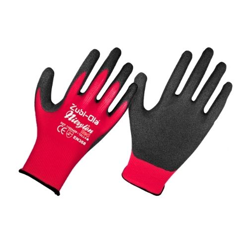 Guante Nylon Rojo Recubierto En Nitrilo T.8 Ref 11924408 Zubiola