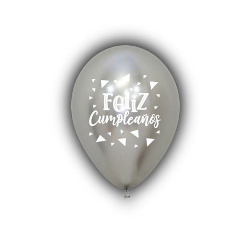 Globos Feliz Cumpleaños Paq X 50 U Plateado R-12 Sempertex