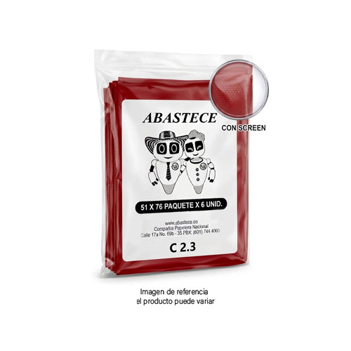 Bolsa Basura 51 X 76 Roja C 2.3 Con Screen Paq X 6 Und