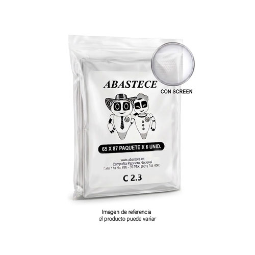 Bolsa Basura 65 X 87 Blanca C 2.3 Con Screen Paq X 6 Und