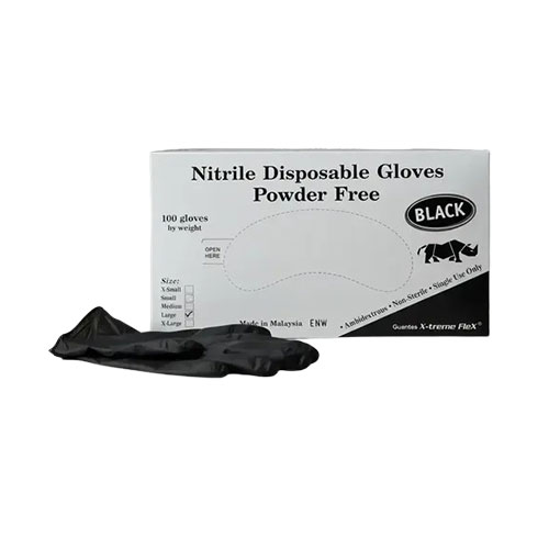 Guantes Nitrilo Rino Xtreme Flex Negro Talla L X 100 Und