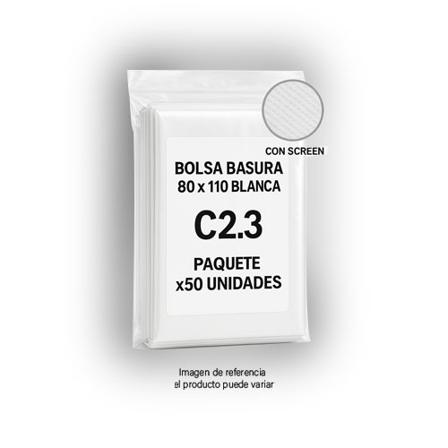 Bolsa Basura 80x110 Blanca C2.3 Con Screen Paquete X50 Unidades.