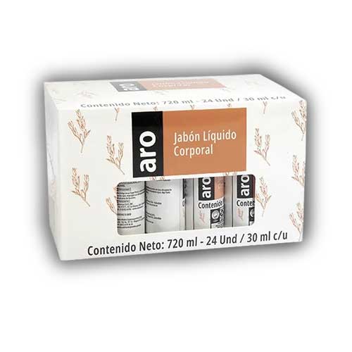 Jabon Liquido Para Manos Y Cuerpo Aro 30ml X24 Unidades.