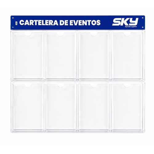 Cartelera En Acrilico 8 Bolsillos 22x29x120cms