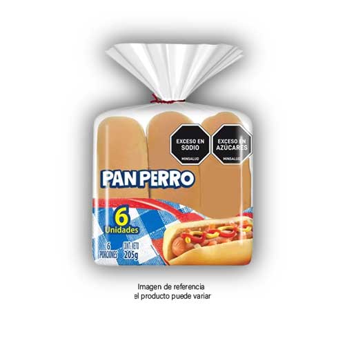 Pan Perro 205g Sin Ajonjolí x 6 Unds.