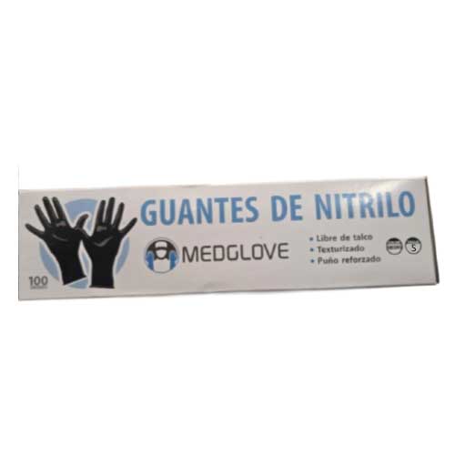 Guante Nitrilo Negro No Estéril Sin Talco Talla S X100u. Medglove.