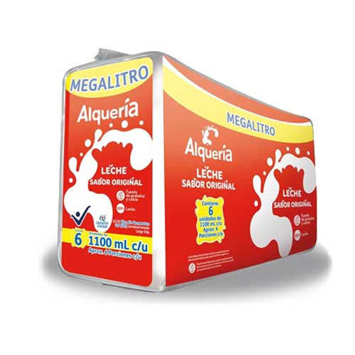 Leche Alqueria Sabor Original En Bolsa 1100 Ml Paca X6 Unidades.