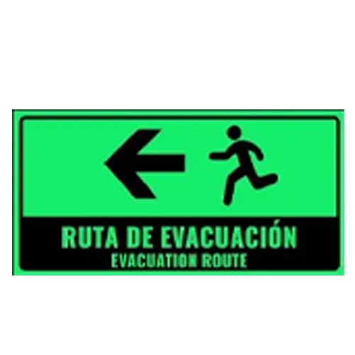 Señalización Ruta De Evacuación A La Izquierda 22x15 Fotoluminiscente