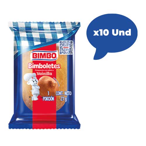 Ponque Bimbolestes Vainilla Paquete X10 Unidades