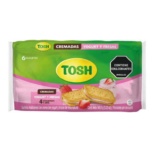 Galletas Tosh Cremadas Yogurt Fresa Paquete X6 Unidades