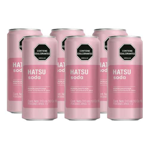 Soda Hatsu Frambuesa Rosas Lata 310 Ml X6u.