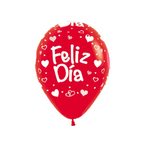 Globo Feliz Dia Corazones R12 Paquete X50 Unidades