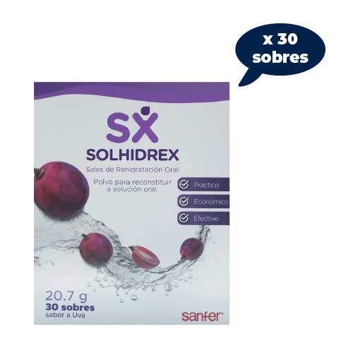 Suero Oral En Polvo Caja X 30 Sobres Sabor A Uva