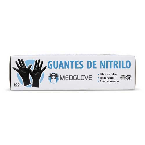 Guante Nitrilo Negro Caja X100u Marca Medglove Talla M precio mayorista para empresas