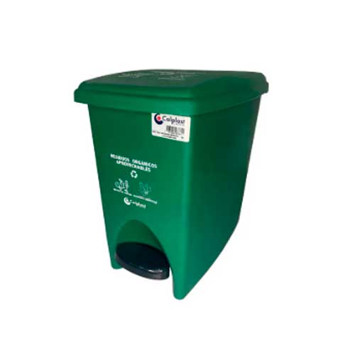 Papelera Pedal Colplast Rectangular Verde 12lt