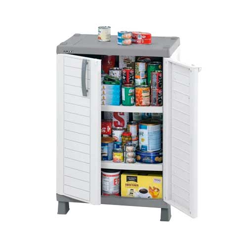 Armario Plastico Mediano Baru 65x102x45Cm Blanco Gris