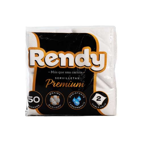 Servilleta De Lujo Rendy Blanca Doble Hoja Paq.x50 Und