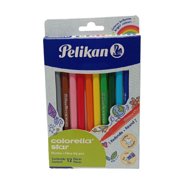 Plumon Pelikan Colorella Star Caja 12 Colores Surtidos