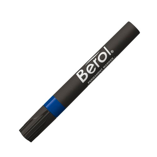 marcador permanente punta biselada berol azul