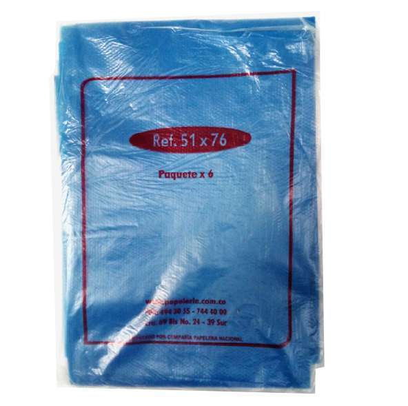 bolsa basura 51 x 76 corriente azul c.2.3  paq.x 6u.