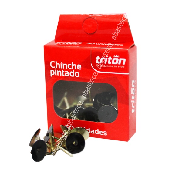 Chinche Metalico Triton Negro Caja por 50 Unidades